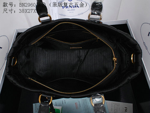 2014 Prada wrinkle nylon fabric tote bag BN2960 black for sale - Click Image to Close